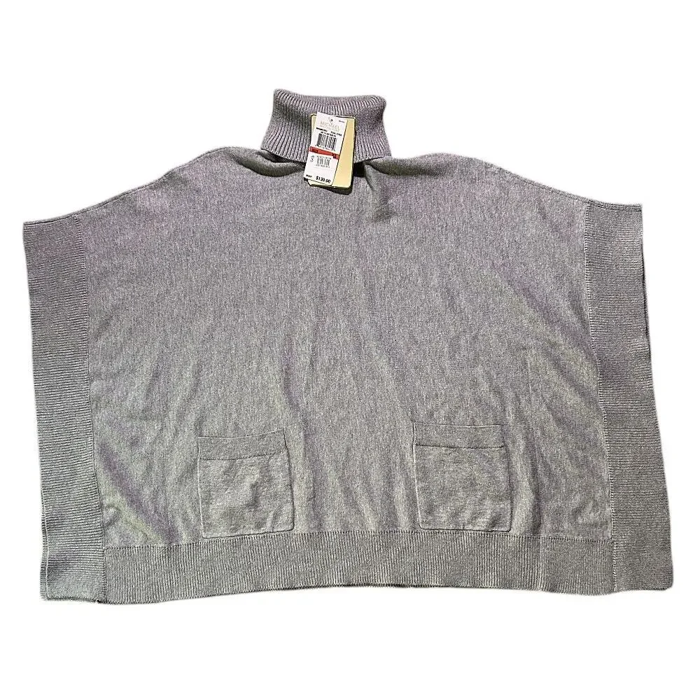 NWT Michael Kors Poncho Turtleneck Heather Gray Sweater XS
